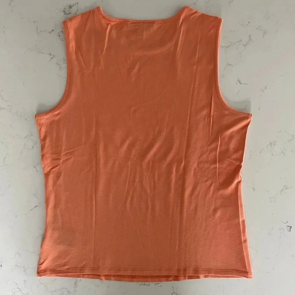 Kasper Knits Slvless Round Nk Neutral Rayon Spandex Tank Top Soft Peach M NWOT - Picture 7 of 9